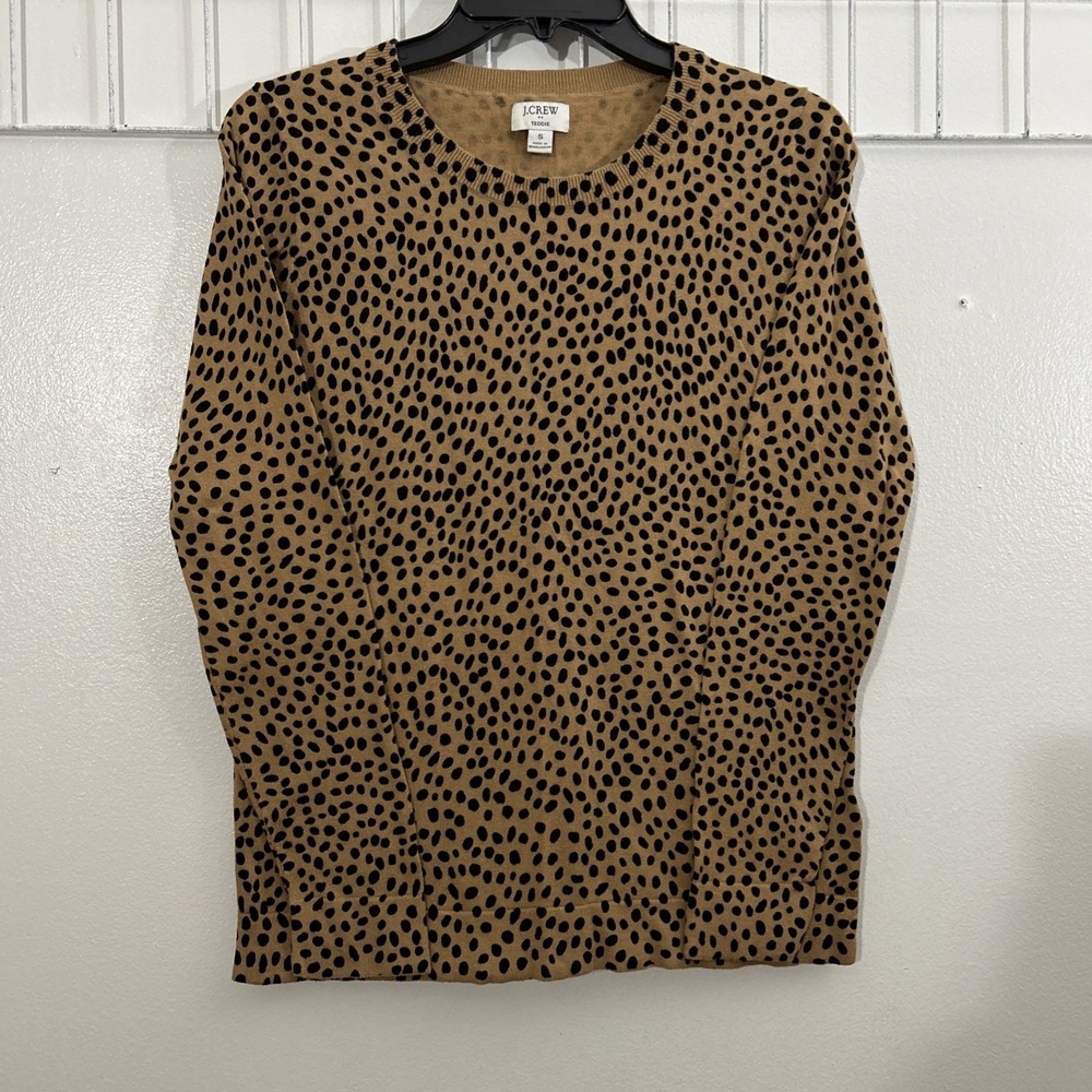 J.Crew Women‎ SMALL Teddie Wild Cheetah 100% Cotton Sweater 6267